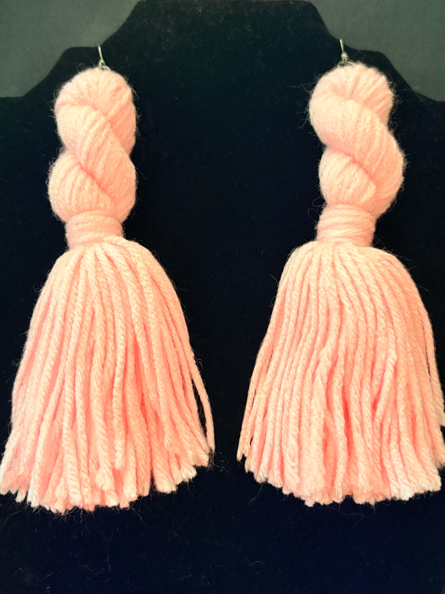 Pink Yarn Earrings