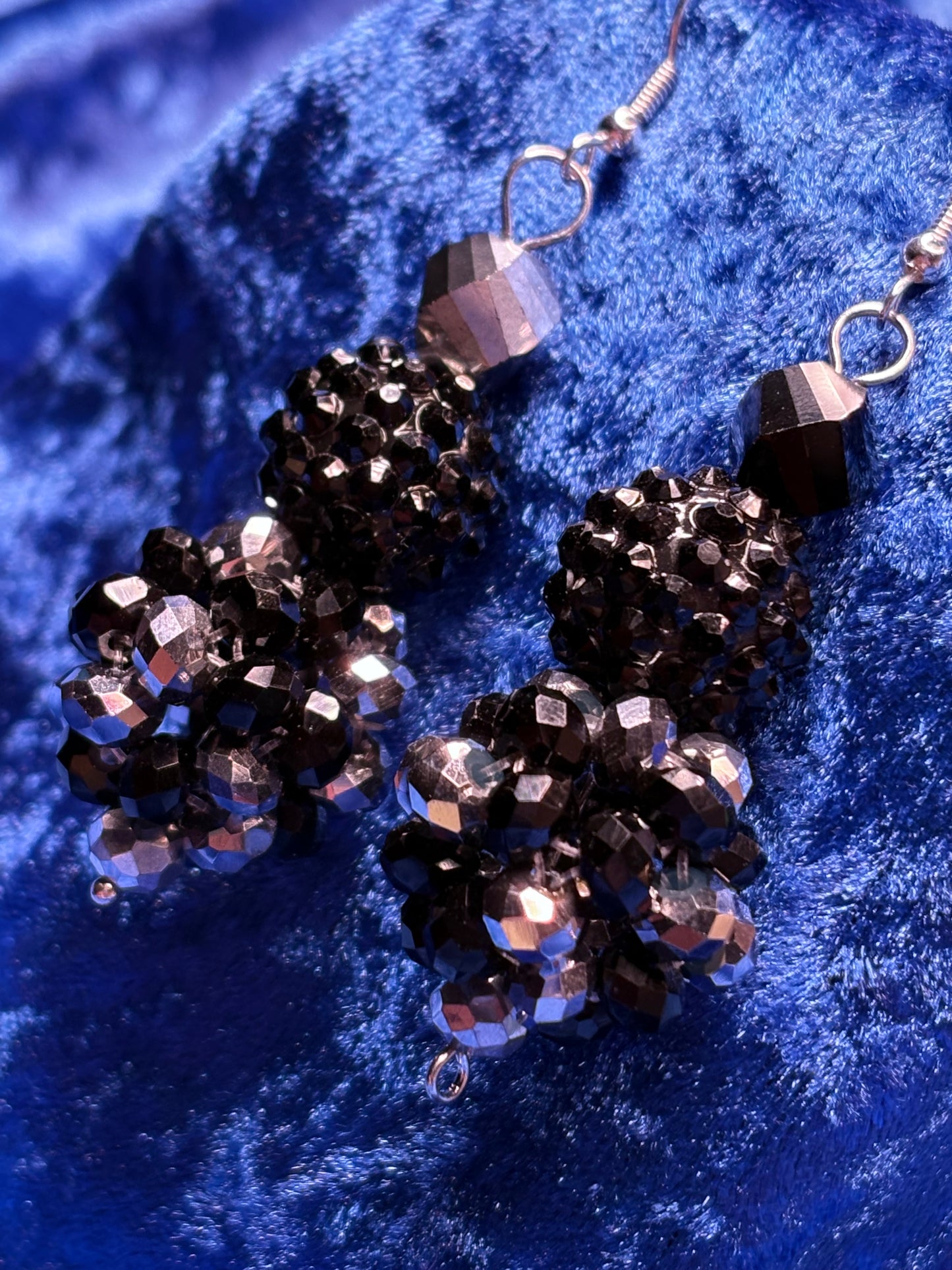 Black & Silver Medium Bead Ball Earrings
