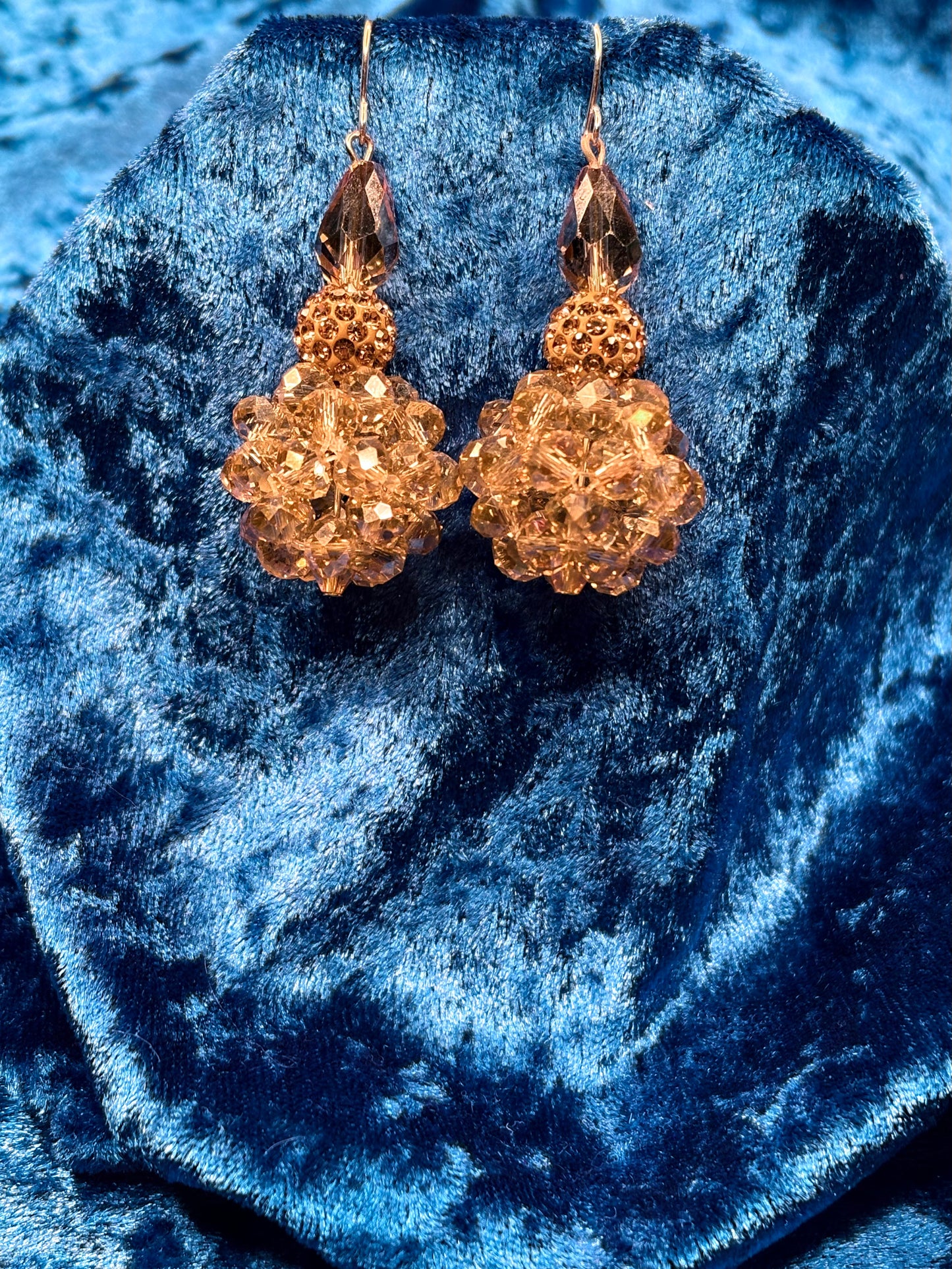 Tan Champagne Medium Bead Ball Earrings