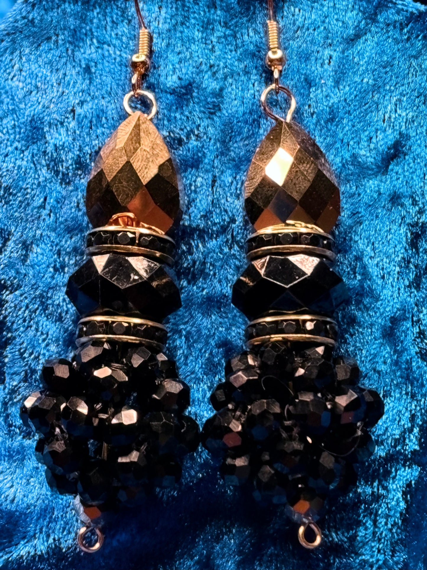 Black & Gold Medium Bead Ball Earrings