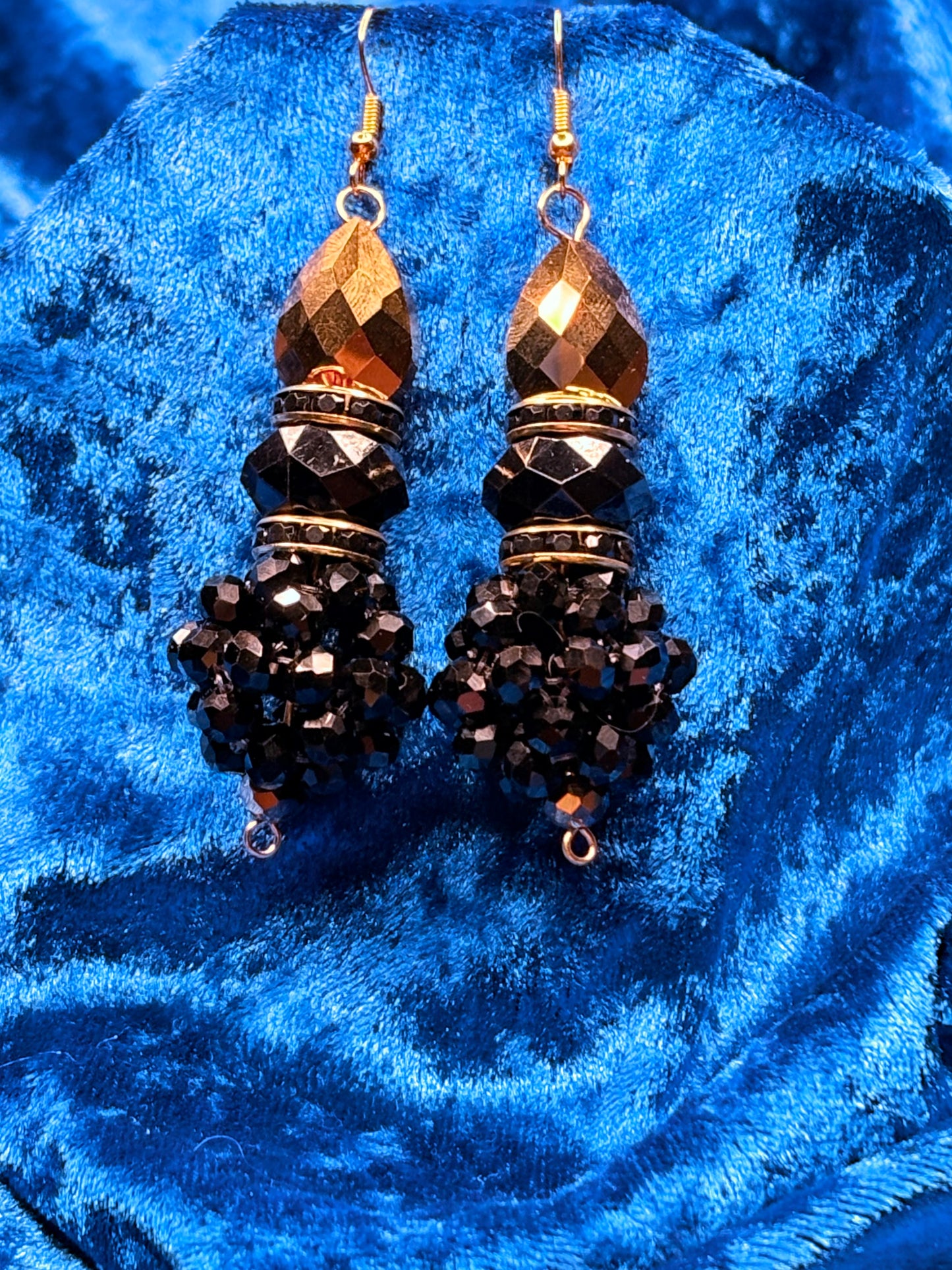 Black & Gold Medium Bead Ball Earrings