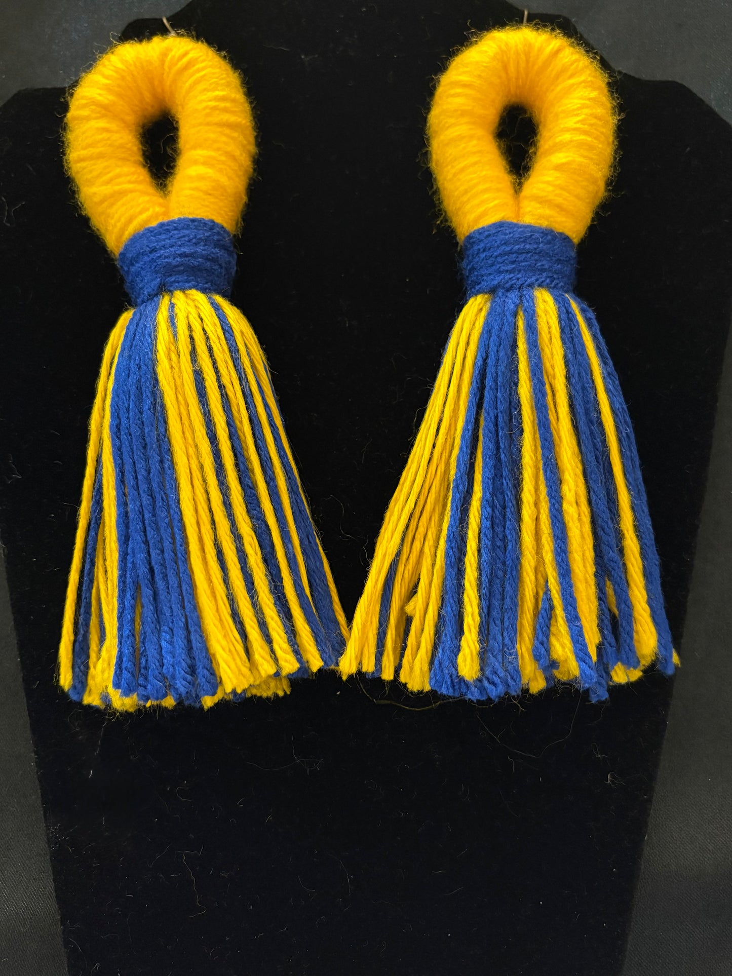 Blue & Yellow Yarn Earrings