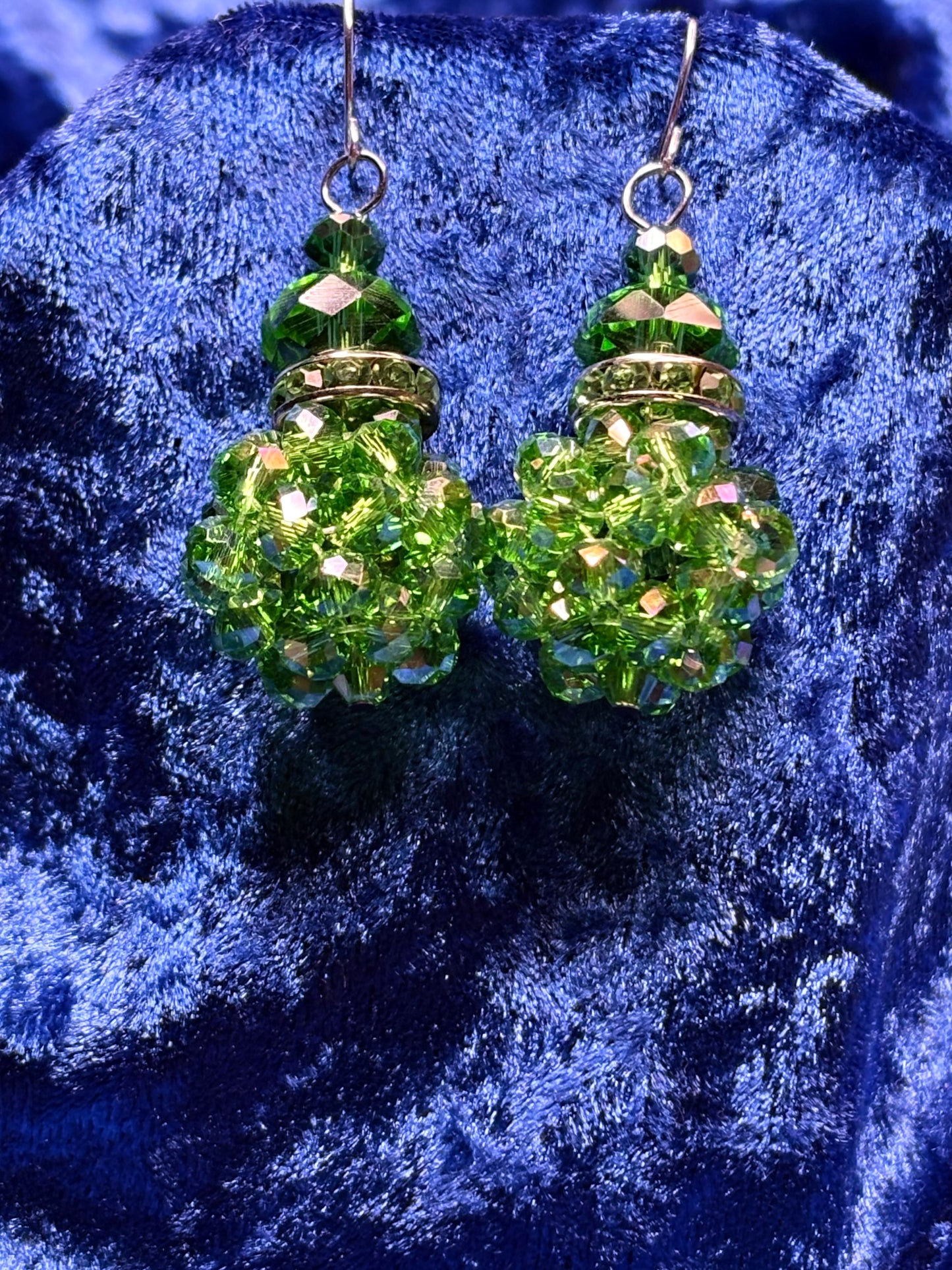 Green Medium Bead Ball Earrings