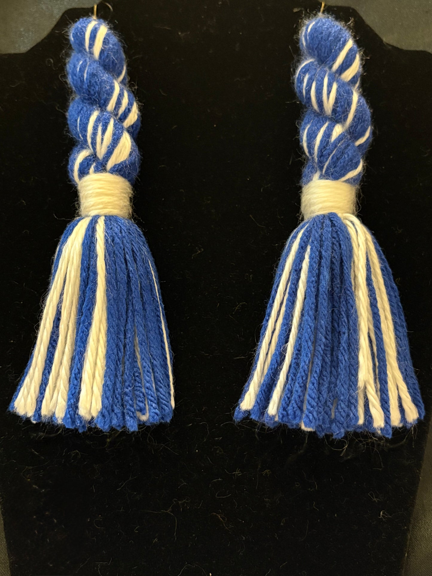 Blue & White Yarn Earrings