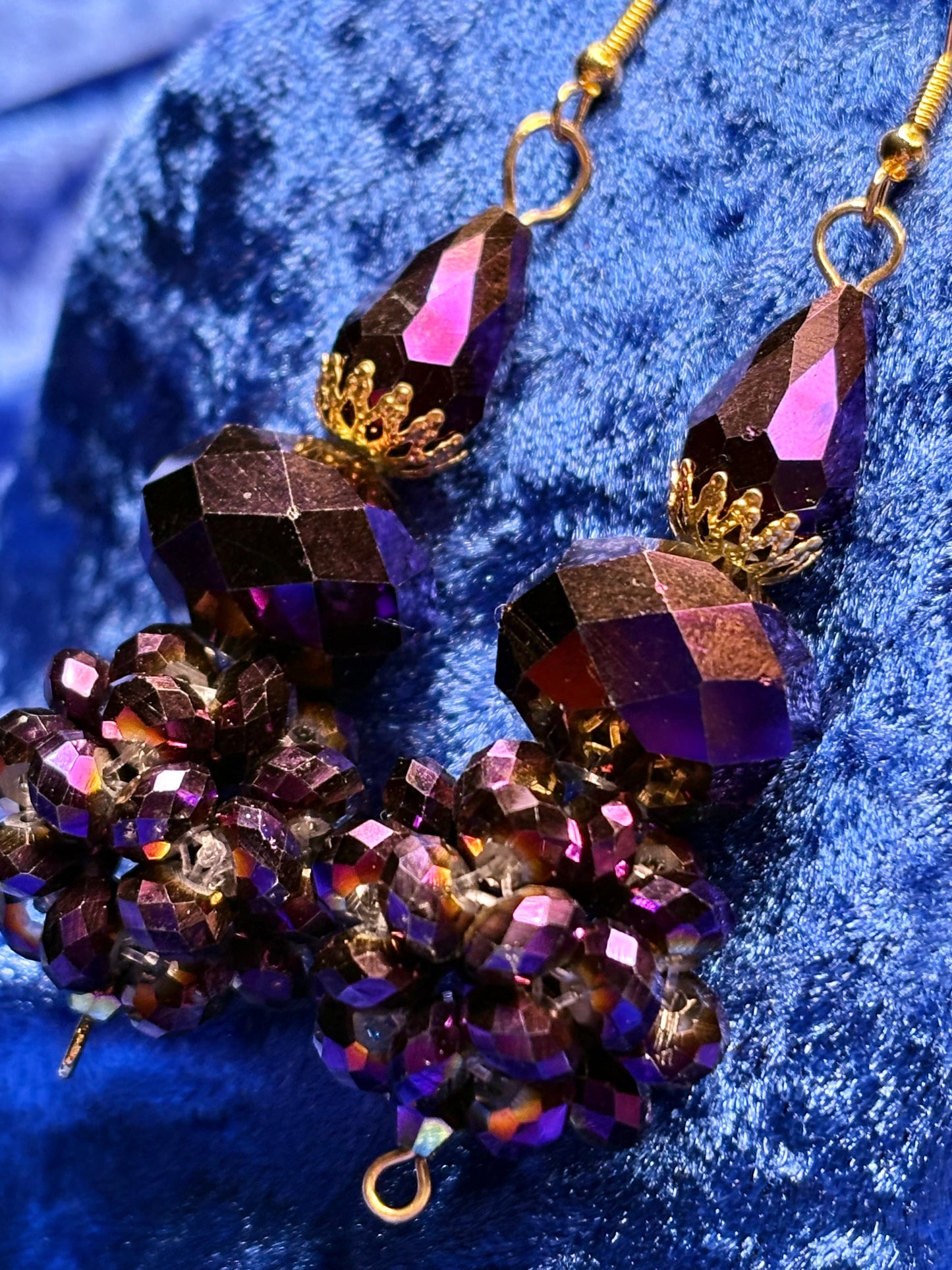 Metallic Purple Medium Bead Ball Earrings
