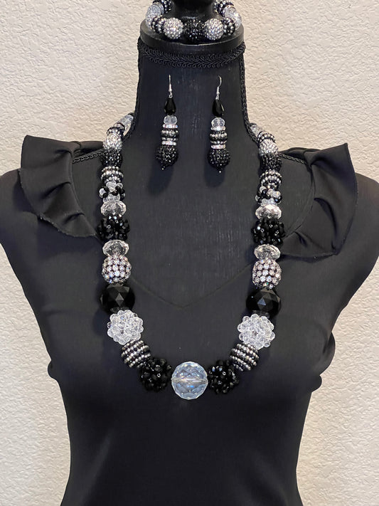 Black, Clear & Silver - Round