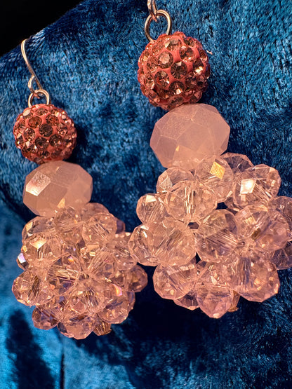 Translucent Soft Pink Medium Bead Ball Earrings