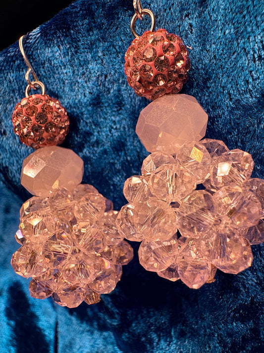 Translucent Soft Pink Medium Bead Ball Earrings