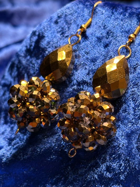 Gold Medium Bead Ball Earrings
