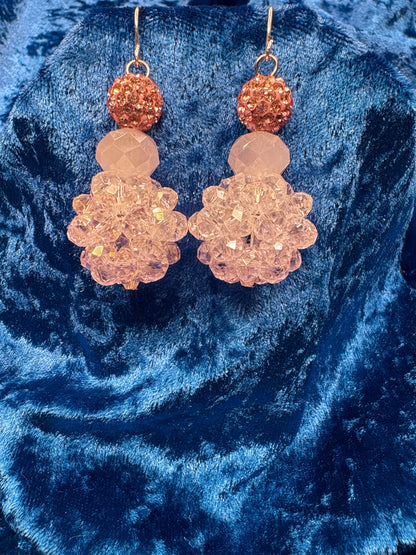 Translucent Soft Pink Medium Bead Ball Earrings