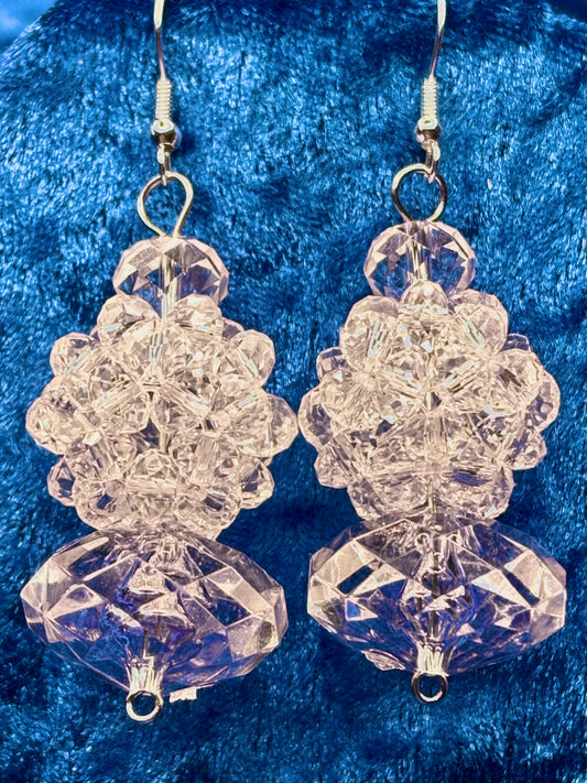 Crystal Clear Medium Bead Ball Earrings