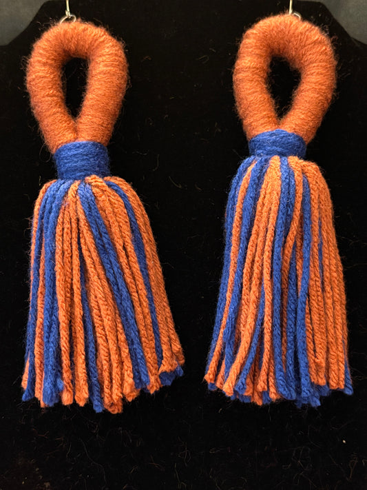 Blue Autumn Yarn Earrings