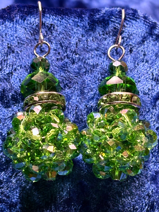 Green Medium Bead Ball Earrings