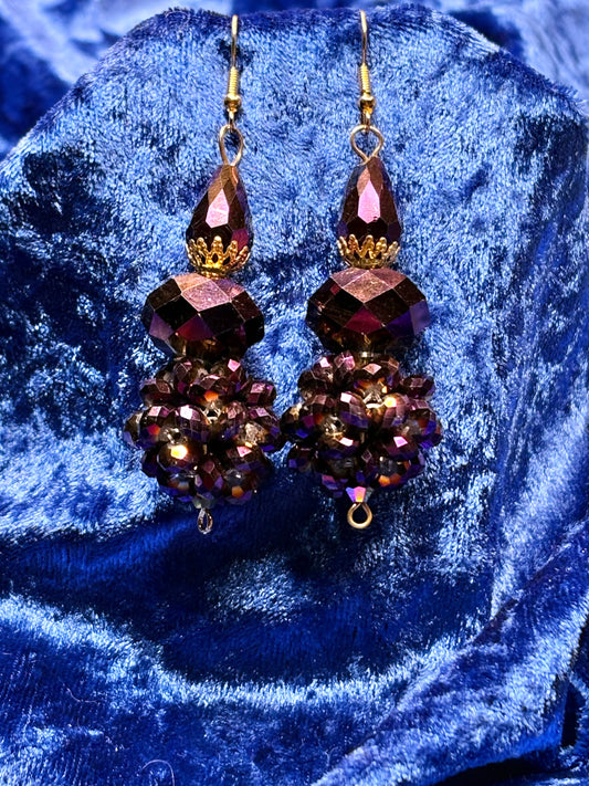 Metallic Purple Medium Bead Ball Earrings