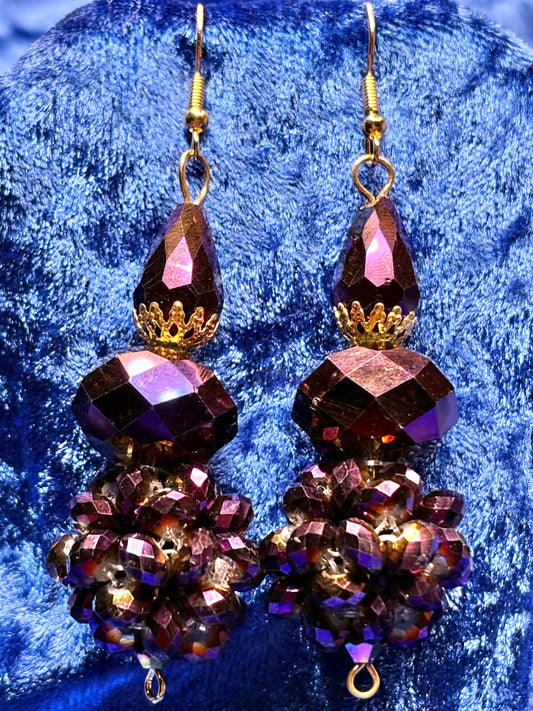 Metallic Purple Medium Bead Ball Earrings