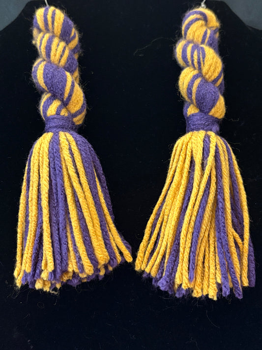 Purple & Gold Yarn Earrings