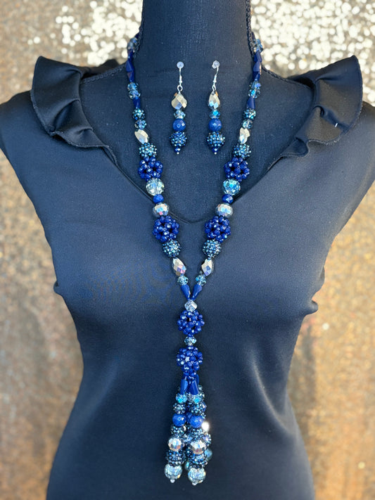 Navy Blue & Silver - Tassel