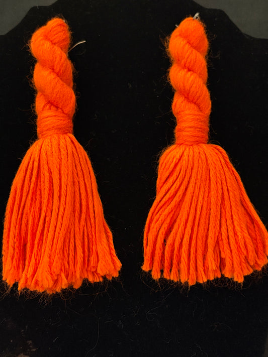 Orange Yarn Earrings
