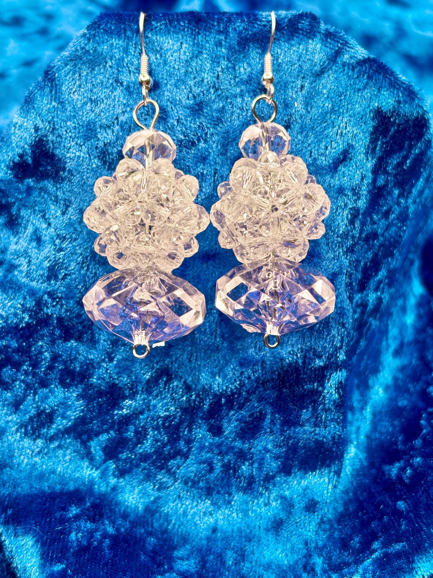 Crystal Clear Medium Bead Ball Earrings