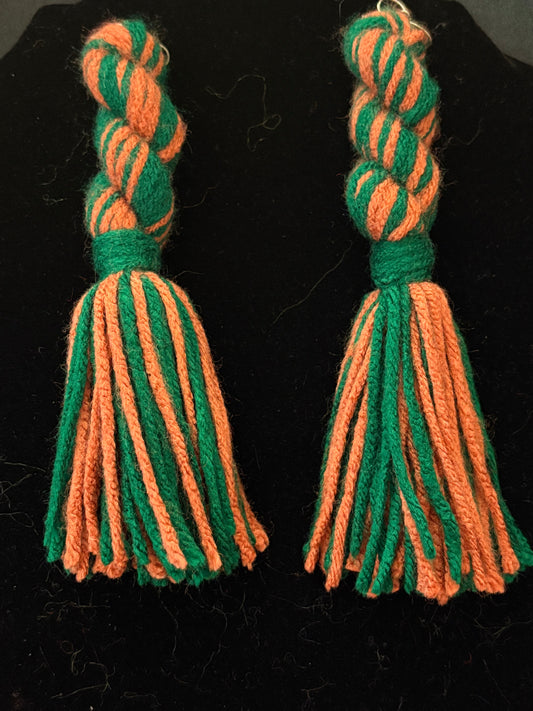 Green Autumn Yarn Earrings