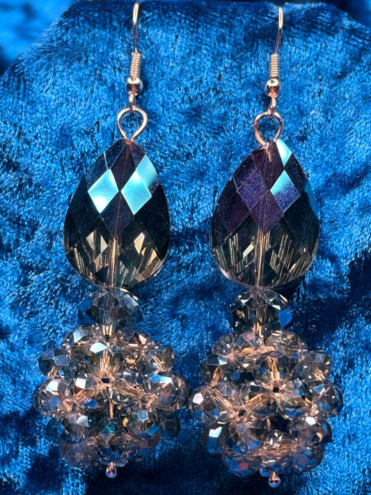 Metallic Iridescent Blue Medium Bead Ball Earrings