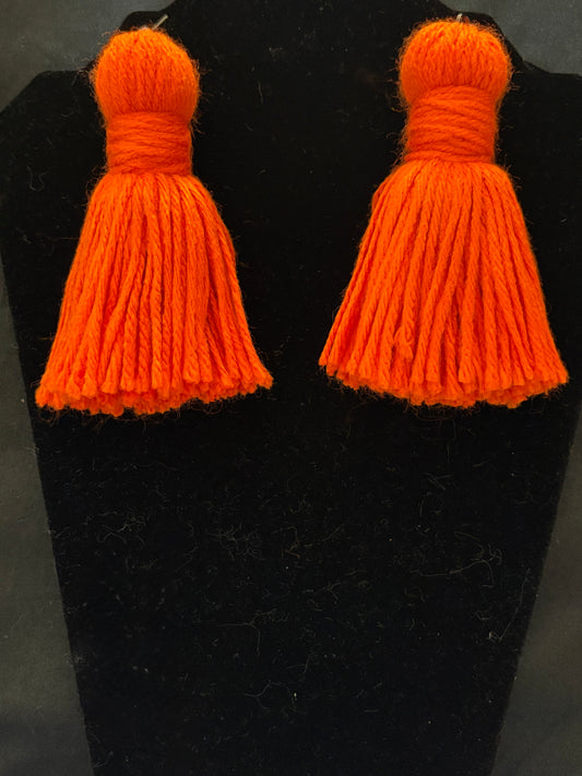Orange Yarn Earrings