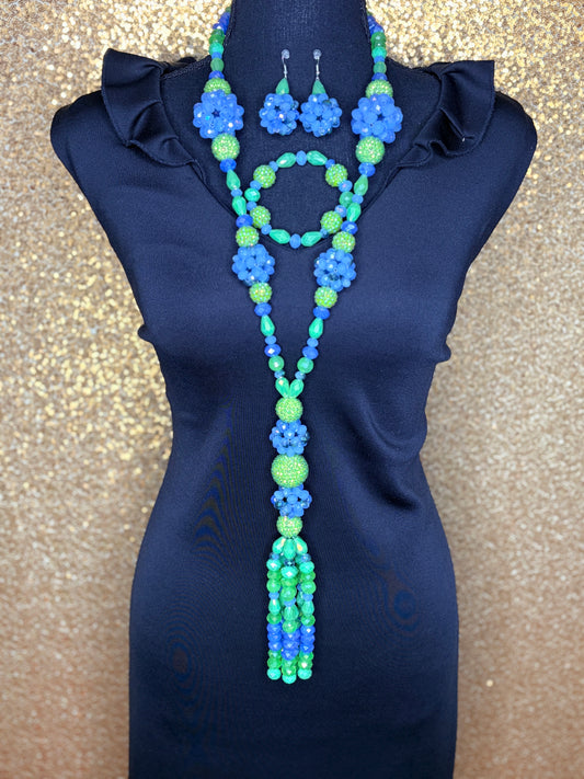 Baby Blue & Lime Green - Tassel