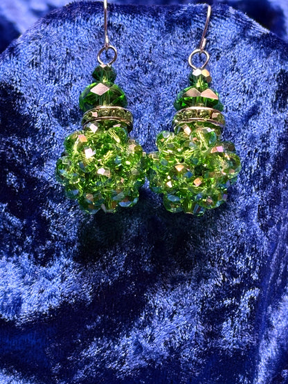 Green Medium Bead Ball Earrings