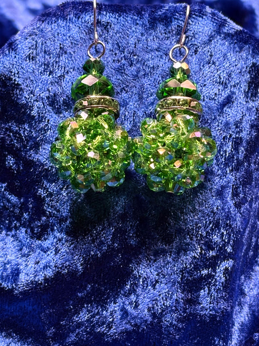 Green Medium Bead Ball Earrings