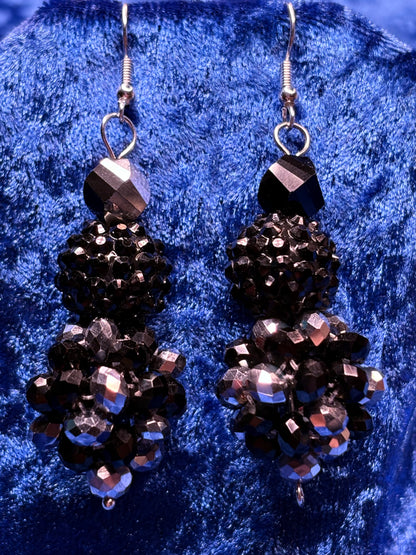 Black & Silver Medium Bead Ball Earrings