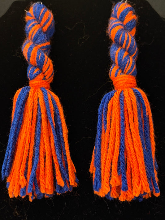 Blue & Orange Yarn Earrings