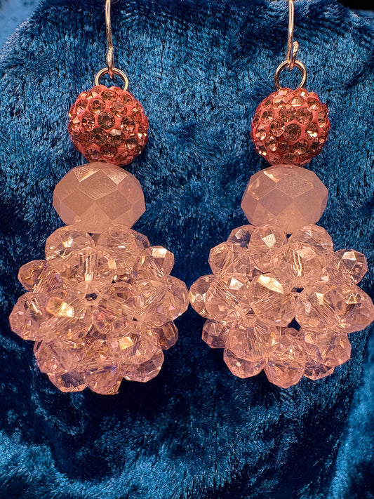 Translucent Soft Pink Medium Bead Ball Earrings
